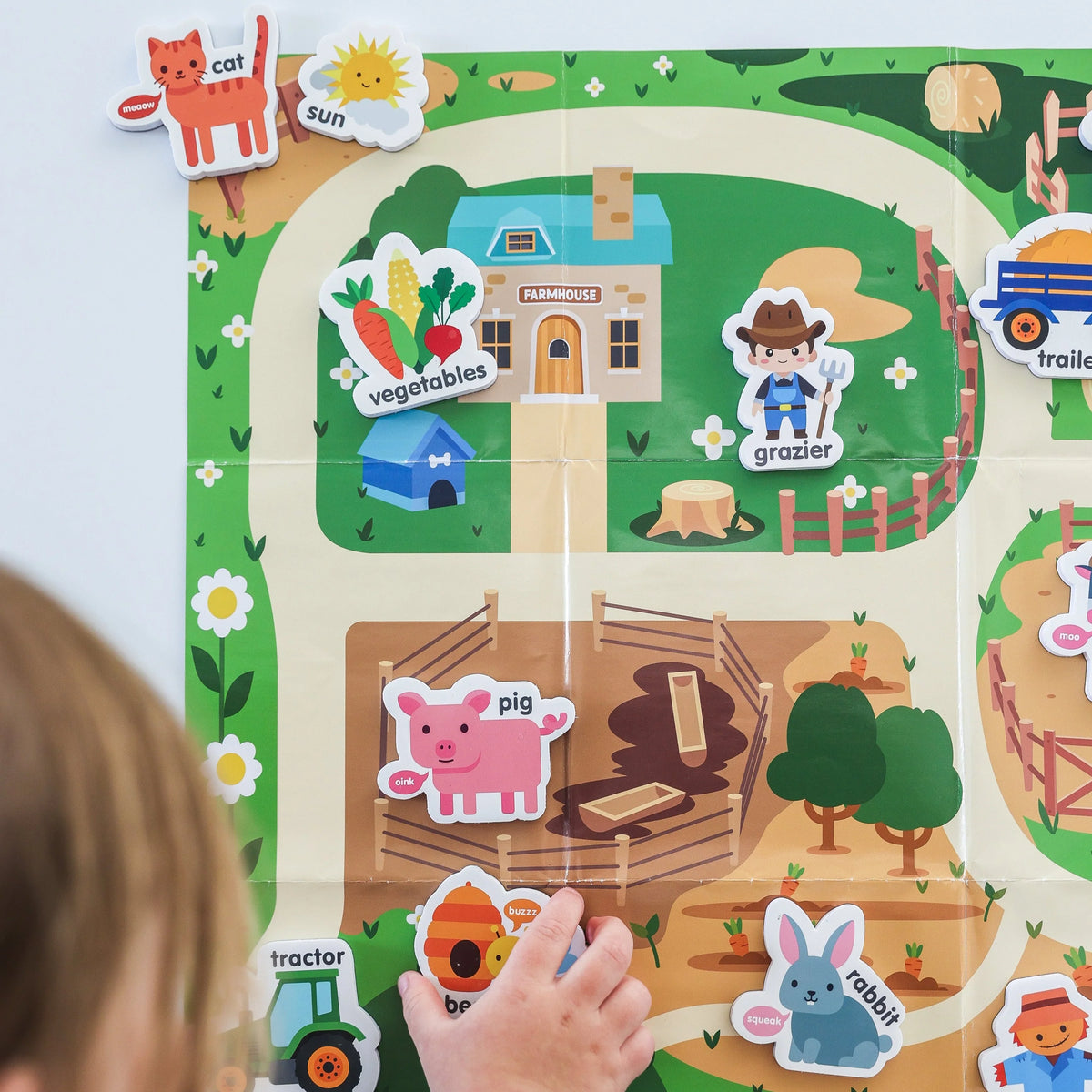Magnetic Farmyard - Farm Animal Magnets for Kids – Educational Fridge Toy with A2 Farm Map