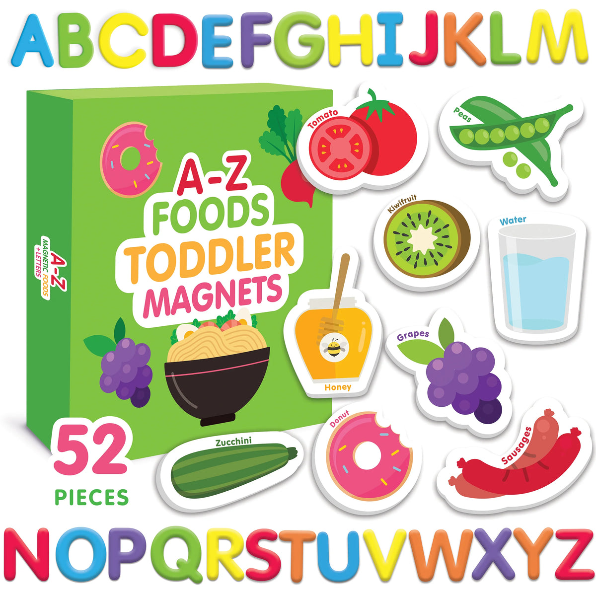 Magnetic Foods & Letters - A–Z Magnetic Learning Set – Educational Toy for Kids