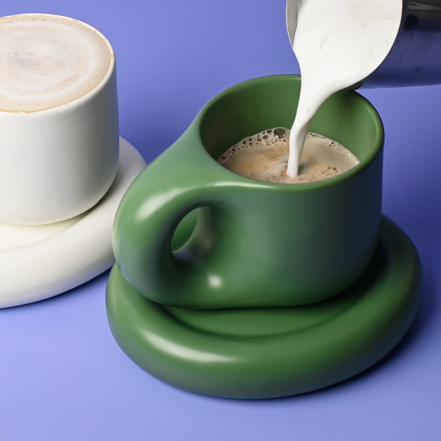 Chubby Mug & Saucer - Green