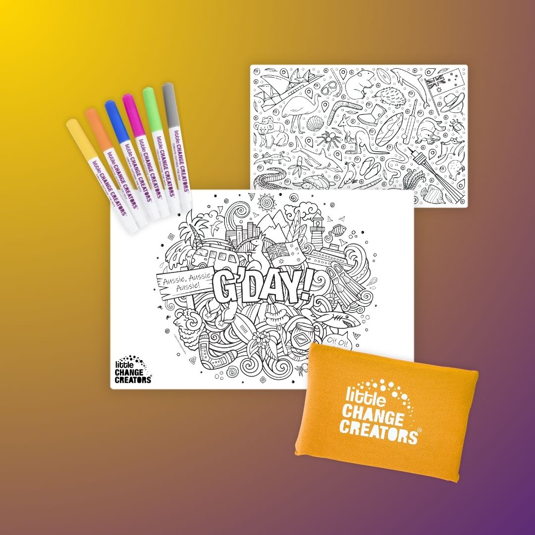 G’DAY! Pocket Reusable Colouring In Set