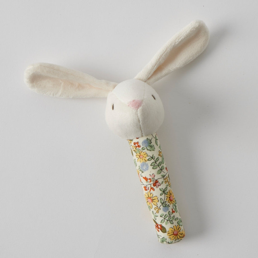 Floral Bunny Rattle - Soft Sensory Plush Toy for Babies & Toddlers