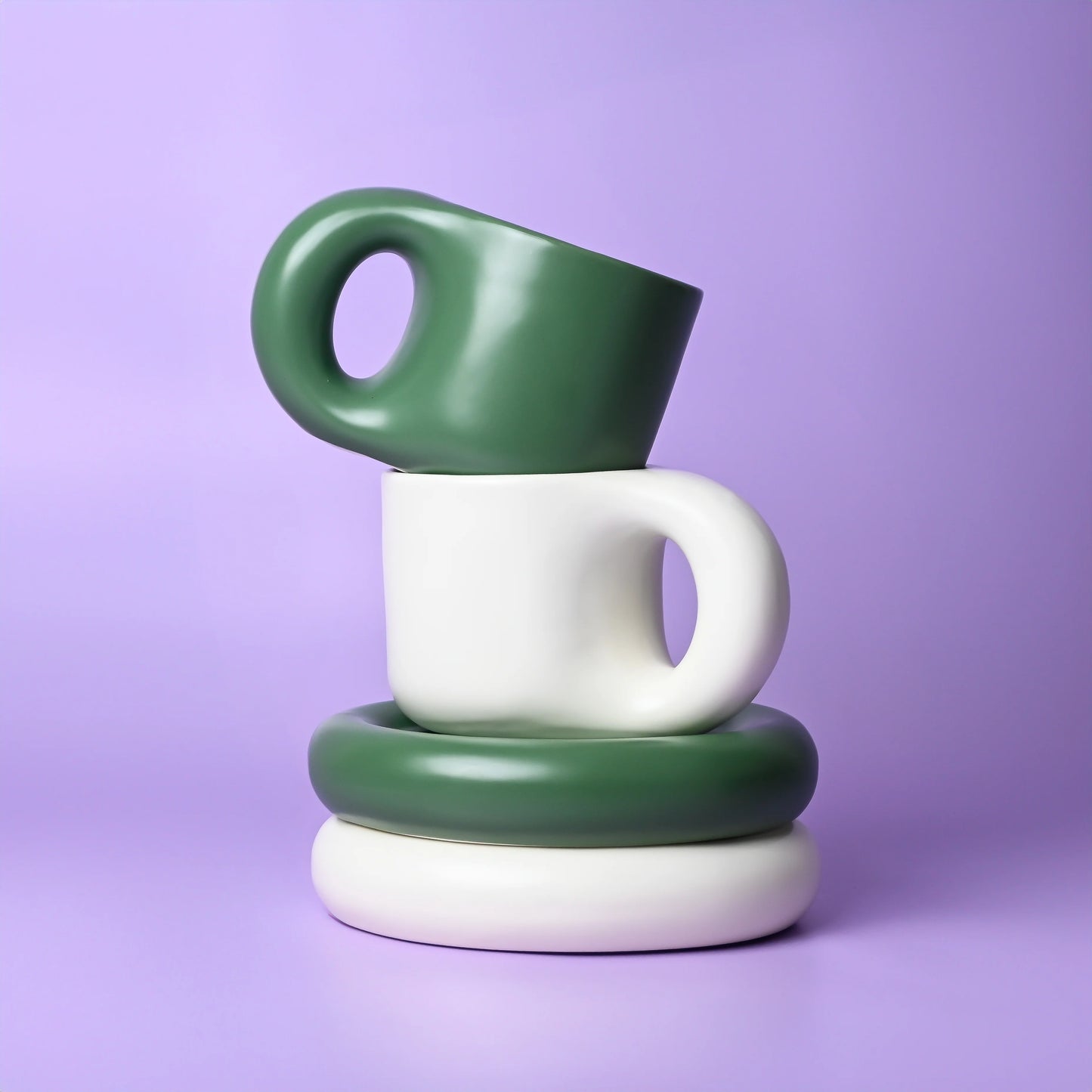 Chubby Mug & Saucer - Green