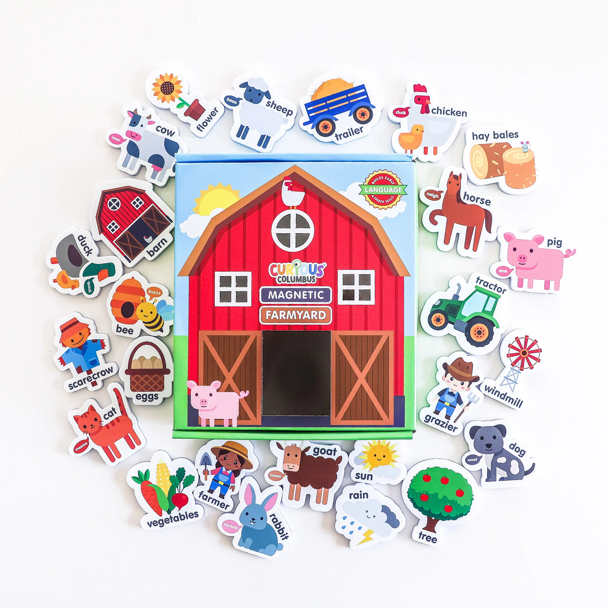 Magnetic Farmyard - Farm Animal Magnets for Kids – Educational Fridge Toy with A2 Farm Map