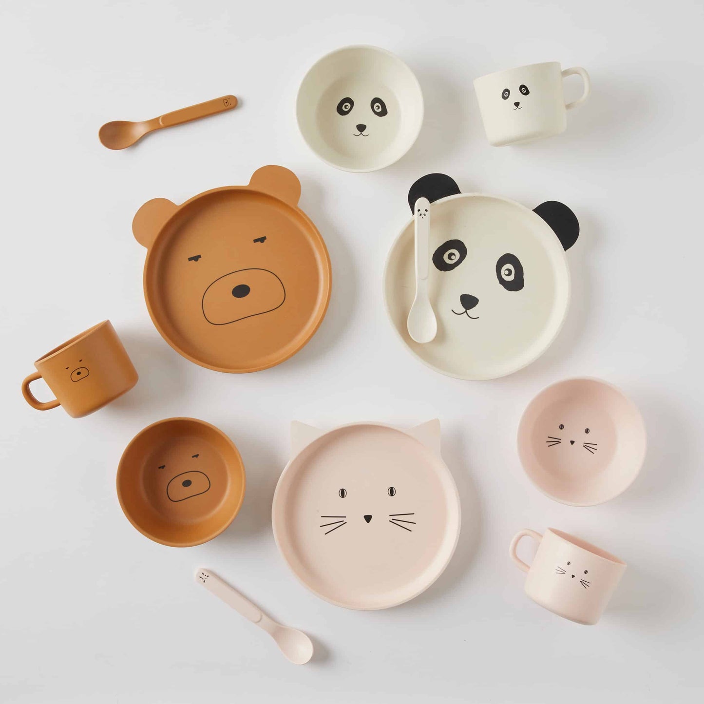 Animal Faces Bamboo 4pc Dinner Set - Kitten