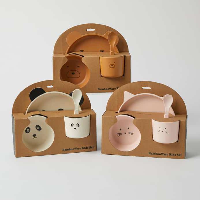 Animal Faces Bamboo 4pc Dinner Set - Kitten