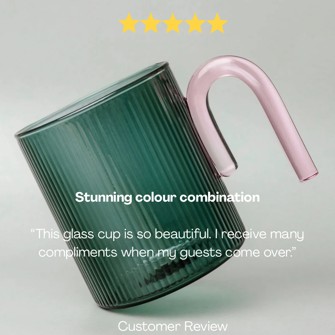 Archer Ribbed Glass Cup - Green/Taffy Pink