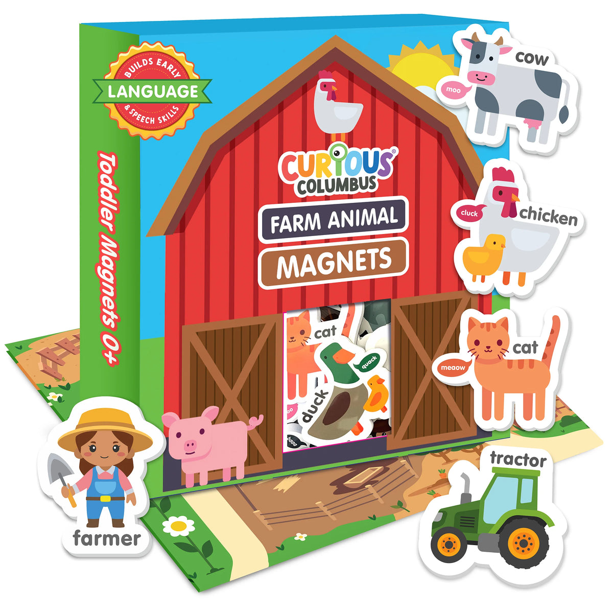 Magnetic Farmyard - Farm Animal Magnets for Kids – Educational Fridge Toy with A2 Farm Map