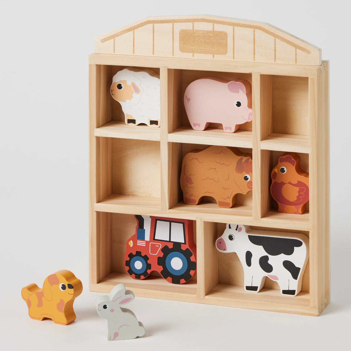 Wooden Farm Animals Set with tractor – Toddler Toy & 1st Birthday Gift