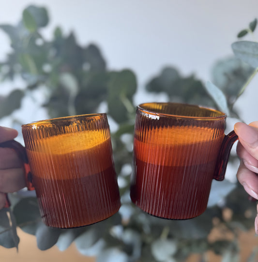 Archer Ribbed Glass Cup - Amber
