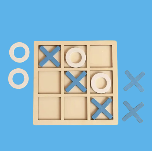 Wooden Tic-Tac-Toe Game - Blue