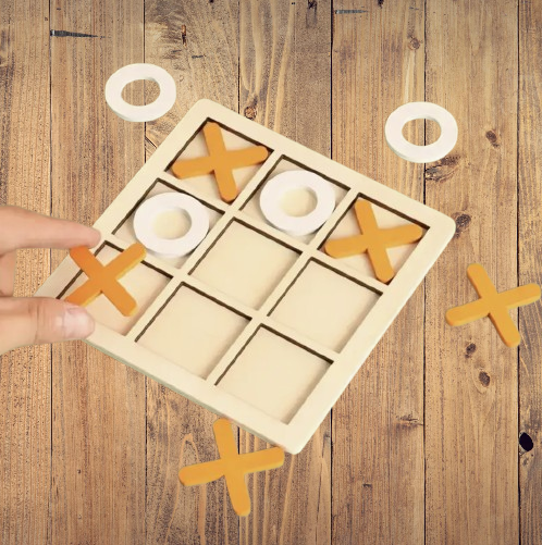 Wooden Tic-Tac-Toe Game - Orange