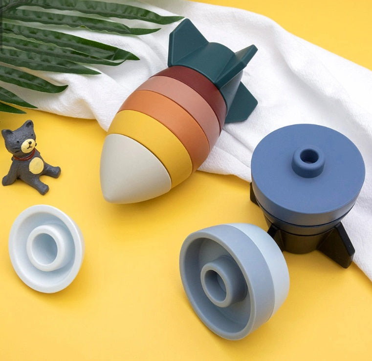 Rocket Ship Stacker - Blue