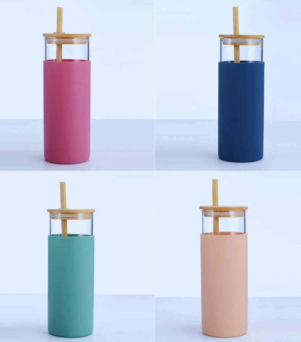 Glass Silicone Tumbler - Pink
