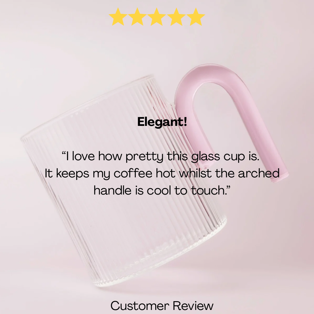 Archer Ribbed Glass Cup - Taffy Pink