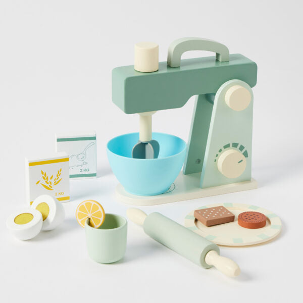 Wooden Kitchen Mixer Toy - Pretend Play Baking Set for Toddlers & Kids
