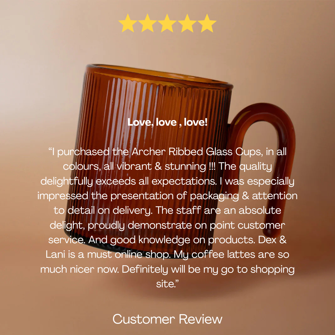 Archer Ribbed Glass Cup - Amber