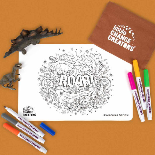 ROAR! Pocket Reusable Colouring In Set