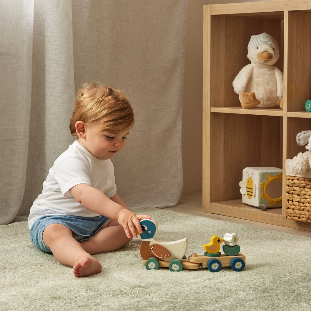 Wooden Pull-Along Duck Train Set- toddler pull along, stacking toys ...