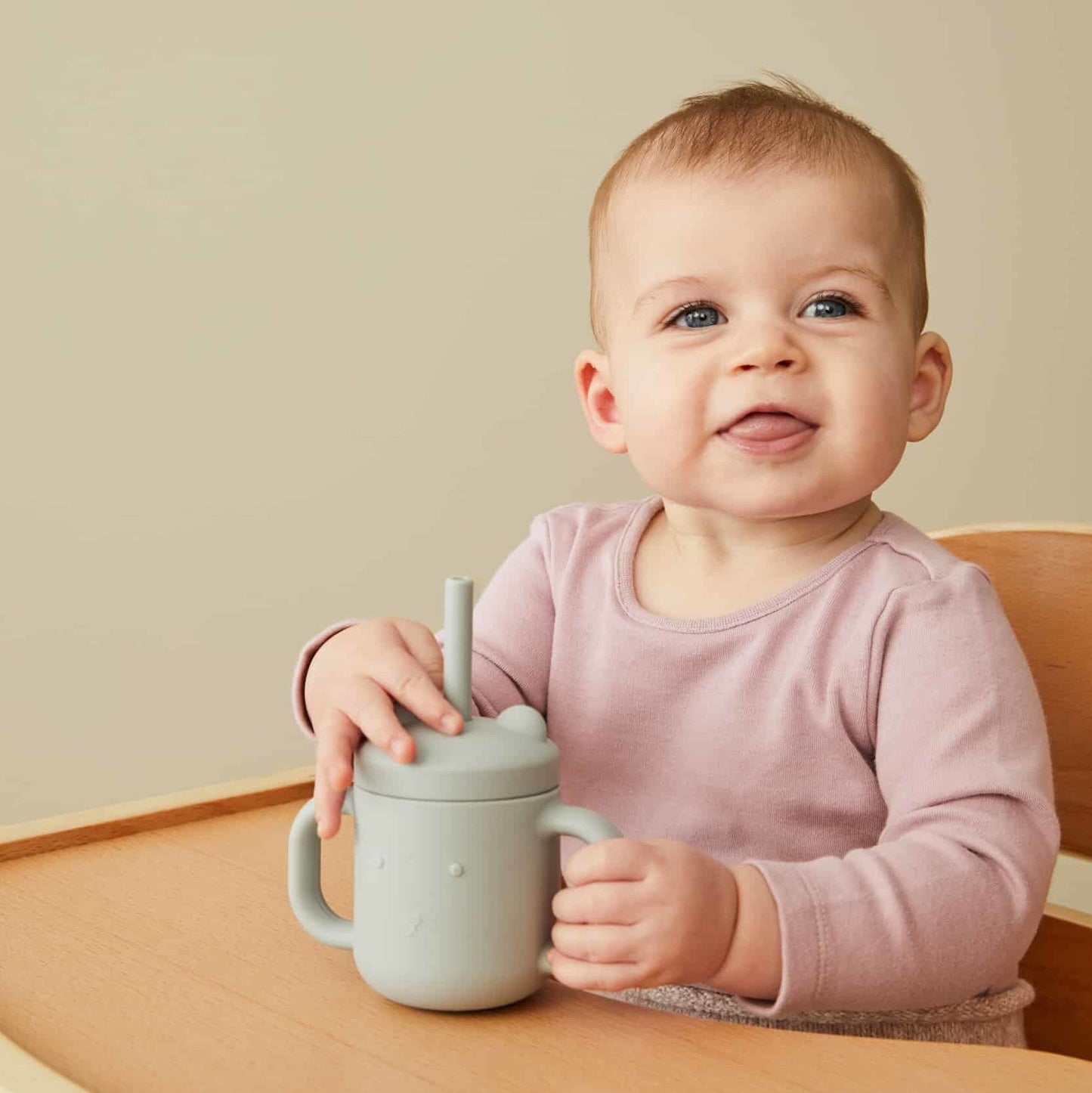Bear Silicone Sippy Cup for Toddlers with Straw - Spill Proof
